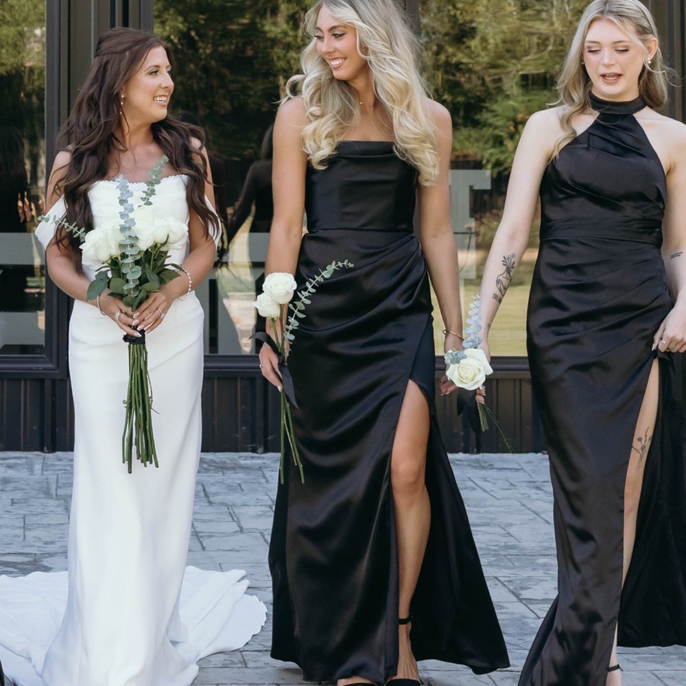 Elegant Black Satin Bridesmaid Dresses